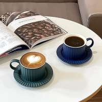 復古ins風豎條紋設計咖啡杯陶瓷杯