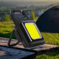 Senter LED Portable Keychain Magnetik COB Baterai
