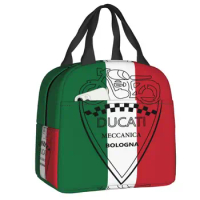 Ducatis Italy Flag Insulated Lunch Bag for Camping Travel Motorcycle Thermal Cooler Lunch Box Women Kids Food Container Tote Bag