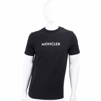 MONCLER 膠字純棉黑色短袖TEE T恤(男/女可穿)