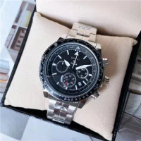 Luxury Seiko Men's Watch Fashion Stainless Steel Multifunction Chronograph Three Eyes 6 Hands Top Leather Quartz Watch Clock