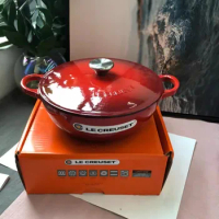 Enamel Pot Cookware Mommy Pot Deep Roast Saucepan Stockpot, 24cm Black Liner Enameled Cast Iron Pots for Cooking