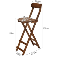 實木吧檯椅/高腳椅 雙槍折疊椅家用餐凳實木高腳凳高椅子吧臺椅吧臺凳便攜靠背折疊凳【HH10545】