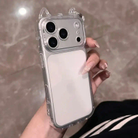 เคสโทรศัพท์แบบมินิมอล ลายหูแมว 3 มิติ สำหรับ iPhone 17 Pro Max, Air, X, XR, XS Max, 7, 8 Plus, 16, 1