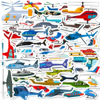 50PCS Cartoon Helicopter Stickers Helicopter Air Force Graffiti Stickers for DIY Luggage Laptop Skateboard Motorcycle Bicycle