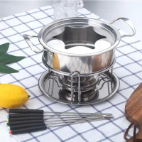 10-Piece Set Stainless Steel Cheese Ice Cream Hot Pot Hot Pot Melting Pot Fondue Set Kitchen Accessories for Home Buffet