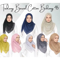 A09 Tudung Bawal Cotton \PREMIUM\" Lembut Paling Senang Bentuk Bidang 45' premium quality || Tudung 