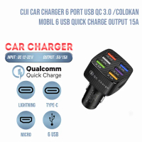CIJI CJCC-BK360 Car Charger 6 Port USB QC 3.0 /Colokan Mobil 6 USB Quick Charge Hitam Putih Battery 