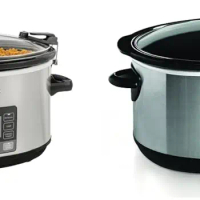 Quart Portable Programmable Slow Cooker with Timer and Locking Lid, Stainless Steel &amp; Large 8 Quart Oval Manual Slow