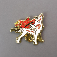 Okami Amaterasu Hard Enamel Pin Unique Cartoons Handsome White Wolf Brooch Lapel Backpack Pins Jewelry Video Game Fans Gift