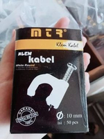 Klem Kabel Paku Beton 8mm 9mm 10mm / Clip Kabel Dinding Plastik 10mm