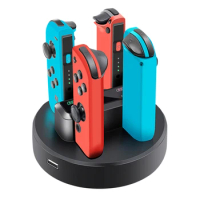 4 in 1 Controller LED Charger 2 X USB Port Joystick Charging Dock with Charging Indicator Light for Nintendo Switch Joy-Con Pro
