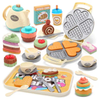 兒童仿真鬆餅機與小蛋糕切切樂套裝玩具23件組(鬆餅機玩具)