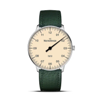 【MeisterSinger 明斯特單指針】NES903 Neo 象牙色搭配藍寶石玻璃機械手錶(機械錶 自動上鍊)