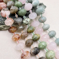 13x18MM 20PCS Large Faceted Natural Stones Amazonites Rose Quartzs Crystal Cutting Nugget Rondelle Beads MY230739