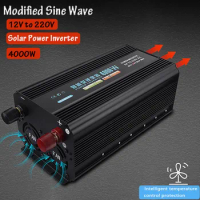 4000W LCD Display Solar Power Inverter Charger DC 12V to AC 220V Modified Sine Wave Voltage Transformer Car Converter 2000/3500W