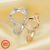 Oval Prong Ring Settings,Split Shank Solid 925 Sterling Silver Rose Gold Plated Ring,Art Deco Ring,DIY Ring Supplies 1224166