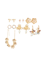 ชุดเซ็ตต่างหูผู้หญิง Botanical/Earrings Weekly Multicolour