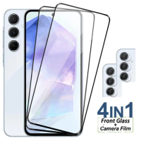 4in1 Full Cover Screen Protector For Samsung A55 A54 A34 A13 A52 A53 5G A12 A52S A34 A50 A35 A25 A14 A15 A51 A31 Tempered Glass