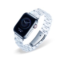 冰川透明 蘋果錶帶 Apple Watch Series1/2/3/4/5/6/7/8/SE代 通用 晶瑩剔透 透明三珠錶帶 贈錶帶調整器