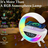 Bluetooth Speaker BT-3401 with Built-in LED Display Wireless Charging & Alarm Clock with Fast Chargi