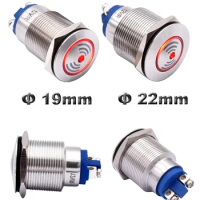 19mm 22mm Waterproof Flash Led Metal Stainless Steel Buzzer Switch 12V 24V 220V Flashing Indicator Alarm Loud Sound Red Buzzer