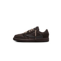 【NIKE 耐吉】休閒鞋 Travis Scott x Air Jordan 1 Low OG PS Velvet Brown 聯名 倒鉤 棕 中童 DO5442-202