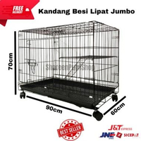 SKY - Kandang Kucing Kandang Kelinci Uk 90x60x70 Jumbo + Roda Besi Tebal Kandang sekat Pink