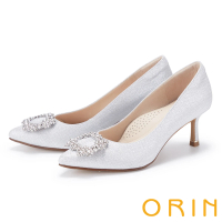 【ORIN】方形鑽釦優雅格麗特高跟婚鞋(銀色)