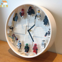 兒童時鐘牆面掛鐘表兼容樂高積木人仔公仔拼裝玩具男孩積木時鐘