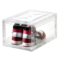 全透明磁吸式前開鞋盒-5入組(透明鞋盒 鞋盒 球鞋收納 磁吸 鞋櫃)