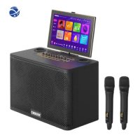 YYHC Home Outdoor Portable Touchscreen 14.1 Inch Smart Speaker Bluetooth Stereo Wireless Party Karaoke Machine with Microphone