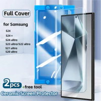 2PCS Curved Screen Protector For Samsung Galaxy S24 Ultra S23 Ultra , S22 ultra , S24+ , S21 Ultra, Note 20 Ultra Ceramic Film