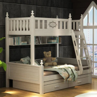 Full solid wood double decker two layers of upper and lower mother high and low children's bed, high and