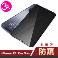 iPhone12 ProMax 滿版高清防窺9H鋼化膜手機保護貼(3入 12ProMax鋼化膜 12ProMax保護貼)