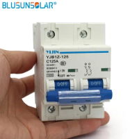 BLUSUNSOLAR 20 Pieces 2 Pole YJB1Z-125 DC Circuit Breaker 125A 440V IEC60898,GB10963 Standard