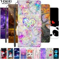 Cartoon Leather Case For Samsung M54 5G A14 A24 A34 A54 A02S A04s A13 4G M21 S20 FE Cover Stand Book Wallet Flip for GalaxyM54