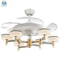D032D Decorative Ceiling Fan 42/48 Inch Retractable with Led Light Decorative Ceiling Fan