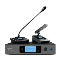High Quality 19 Inch 2U Rack Desk Wireless Condenser Microphone Conference System for Large Conference Meeting Room