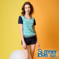 Summer Love 夏之戀 大女短袖長版二件式泳衣