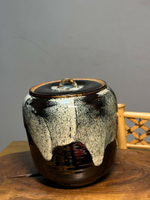 日本中古回流益子燒陶工巨匠阿漕自然流釉窯變釉水指 凈水罐 茶