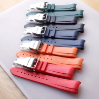 New High Quality Curved End Rubber Silicone Watchband 22mm Suitable for Tudor Black Bay Green Accessories Sports Watch Strap hot