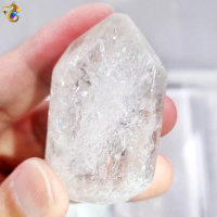 Crystallization in Clear Quartz Explosion Rainbow Raw Polish Quartz