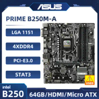 LGA 1151 Motherboard ASUS PRIME B250M-A Motherboard Intel B250 DDR4 64GB PCI-E 3.0 M.2 SATA III USB3.0 ATX For 7/6 gen Core cpu