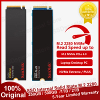 Original SanDisk SSD PLUS PCIe4.0 M.2 2280 NVMe Extreme SSD 250GB 500GB 1TB 2TB Internal Solid State Drive for PC Laptop Gaming