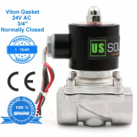 U.S. Solid 3/4" 24V AC Stainless Steel Electric Solenoid Valve 24V AC for water, air, diesel, Normally Closed, CE Certified