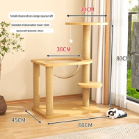 OEM Wholesale Wood Tower Scratching Tree Sisal Rope Durable Cat Climbing Frame Wooden Cat Tree