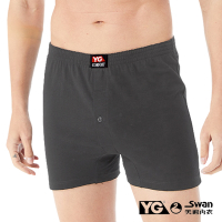 YG天鵝內衣 吸濕速乾彈性素面寬鬆四角褲-單件-深灰