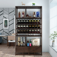 中式酒櫃置物架現代簡約酒架擺件裝飾品展示櫃客廳靠墻實木博古架
