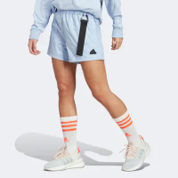 【adidas】 W C ESC Short IC0260 女 短褲 運動 休閒 高腰 舒適 拉鍊口袋 戶外風 寶寶藍-S